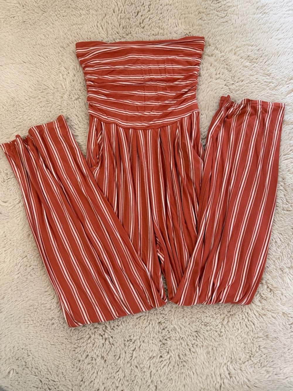 Striped Strapless Jumpsuit